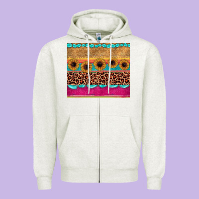 Leopard Sunflower Gemstone Zipper Hoodie Designed By Jahusdesignshop