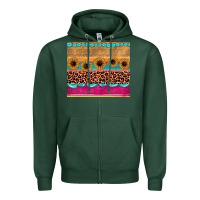 Sports Green leopard sunflower gemstone Zipper Hoodie - JahusDesignShop