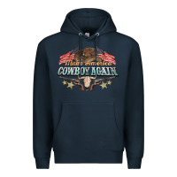 Navy make america cowboy again Premium Hoodie - NancyCooperArtShop