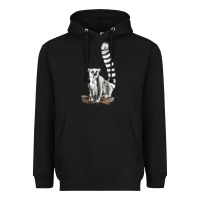 Black Ringtail Cat Heavyweight Hoodie - LillyAllenDesigns