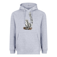 Heather Grey Ringtail Cat Heavyweight Hoodie - LillyAllenDesigns