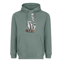 Sage Ringtail Cat Heavyweight Hoodie - LillyAllenDesigns