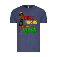 Vintage Denim thick thighs juneteenth vibes with afro black woma Vintage Tee - texasbilliewilder