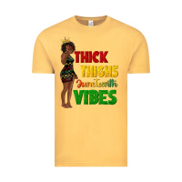 Vintage Mustard thick thighs juneteenth vibes with afro black woma Vintage Tee - texasbilliewilder