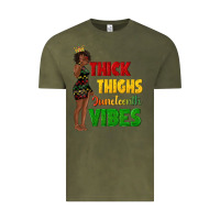 Vintage Olive thick thighs juneteenth vibes with afro black woma Vintage Tee - texasbilliewilder