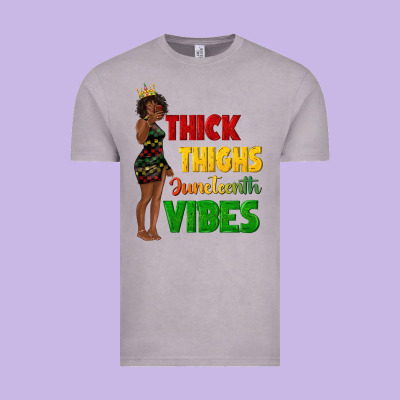 Vintage Tee thick thighs juneteenth vibes with afro black woma