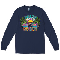 Navy salty beach Long Sleeve Tee - SublimationCraftShop