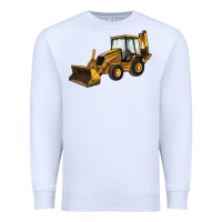 White Backhoe Loader Truck Premium Sweatshirt - LillyAllenDesigns