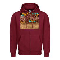 Burgundy leopard glitter sunflower gemstone Zipper Hoodie - JahusDesignShop