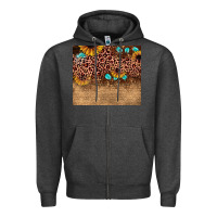 Charcoal Heather leopard glitter sunflower gemstone Zipper Hoodie - JahusDesignShop