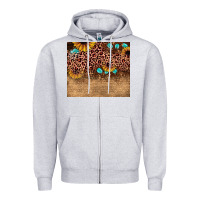 Heather Grey leopard glitter sunflower gemstone Zipper Hoodie - JahusDesignShop