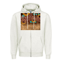 Oatmeal Heather leopard glitter sunflower gemstone Zipper Hoodie - JahusDesignShop