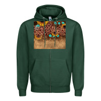 Sports Green leopard glitter sunflower gemstone Zipper Hoodie - JahusDesignShop