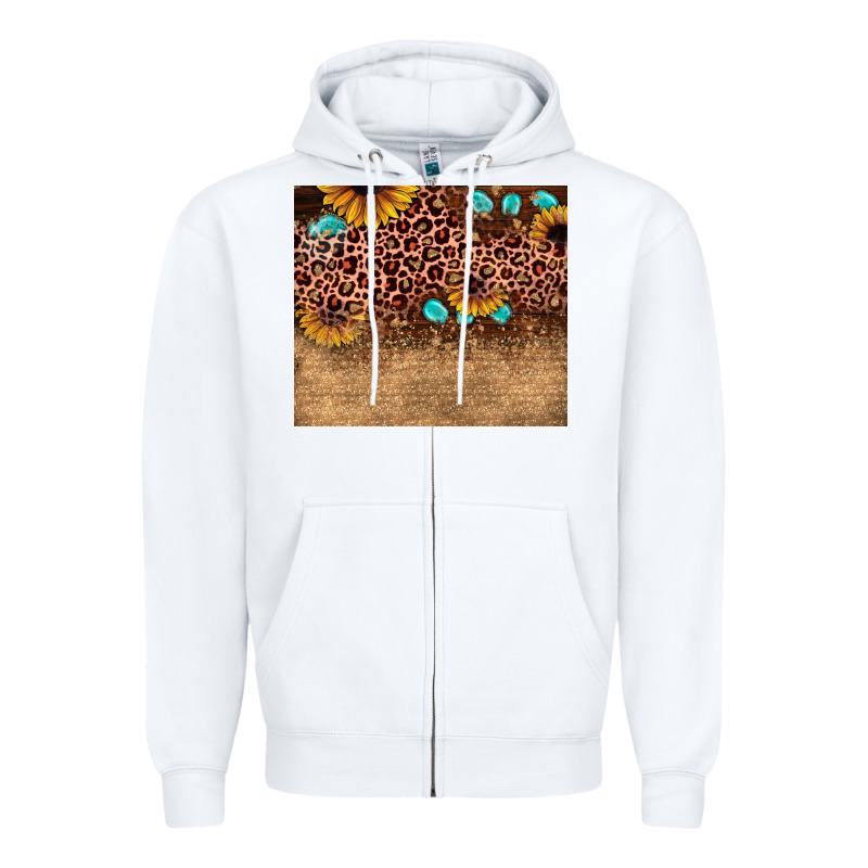 Leopard Glitter Sunflower Gemstone Zipper Hoodie by JahusDesignShop | Teevron
