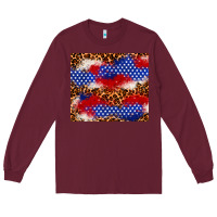 Burgundy 4th of July USA flag leopard 20oz tumbler Long Sleeve Tee - Neo Western