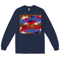 Navy 4th of July USA flag leopard 20oz tumbler Long Sleeve Tee - Neo Western