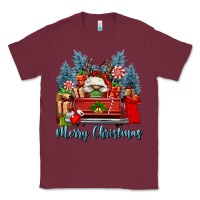 Burgundy merry christmas gnomes truck Classic Tee - FaDigitalArtStudio