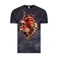 Cloud Black Heart Skulls Vintage Tee - RanaPortraitStore