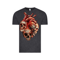 Vintage Black Heart Skulls Vintage Tee - RanaPortraitStore