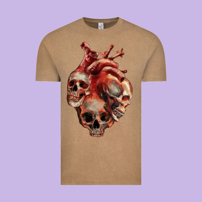 Vintage Tee Heart Skulls