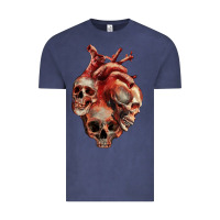 Vintage Denim Heart Skulls Vintage Tee - RanaPortraitStore