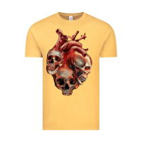 Vintage Mustard Heart Skulls Vintage Tee - RanaPortraitStore