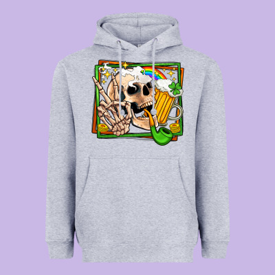 St Patricks Day Peace Skull Heavyweight Hoodie Designed By Jasminsmagicworld