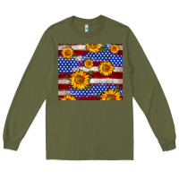 Army Green 4th of July USA flag sunflower 20oz tumbler Long Sleeve Tee - Neo Western