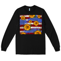 Black 4th of July USA flag sunflower 20oz tumbler Long Sleeve Tee - Neo Western