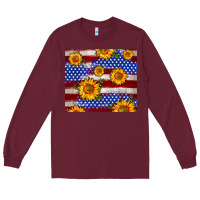 Burgundy 4th of July USA flag sunflower 20oz tumbler Long Sleeve Tee - Neo Western