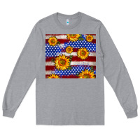Heather Grey 4th of July USA flag sunflower 20oz tumbler Long Sleeve Tee - Neo Western