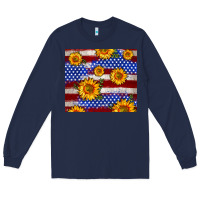 Navy 4th of July USA flag sunflower 20oz tumbler Long Sleeve Tee - Neo Western