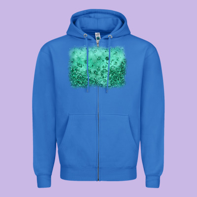 Green Glitter Background Zipper Hoodie Designed By Jahusdesignshop