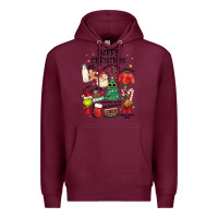 Burgundy merry christmas Premium Hoodie - MaliasSmallBusiness