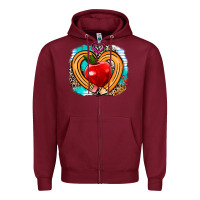 Burgundy teacher heart pen Zipper Hoodie - AdoDesignShop