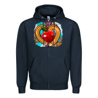 Navy teacher heart pen Zipper Hoodie - AdoDesignShop