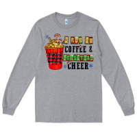 Heather Grey I Run On Coffee & Christmas Cheer Long Sleeve Tee - CowhideDigitalArt