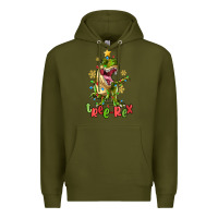Army Green tree rex trex christmas dinosaur Premium Hoodie - MaliasSmallBusiness