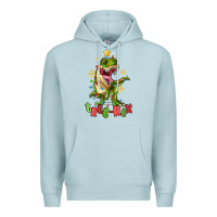 Blue Mist tree rex trex christmas dinosaur Premium Hoodie - MaliasSmallBusiness