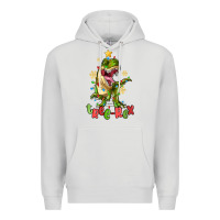 Dove Grey tree rex trex christmas dinosaur Premium Hoodie - MaliasSmallBusiness