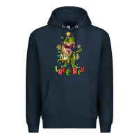 Navy tree rex trex christmas dinosaur Premium Hoodie - MaliasSmallBusiness