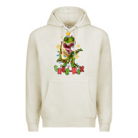 Oatmeal Heather tree rex trex christmas dinosaur Premium Hoodie - MaliasSmallBusiness