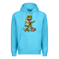 Ocean Blue tree rex trex christmas dinosaur Premium Hoodie - MaliasSmallBusiness