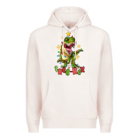 Pale Pink tree rex trex christmas dinosaur Premium Hoodie - MaliasSmallBusiness