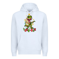 White tree rex trex christmas dinosaur Premium Hoodie - MaliasSmallBusiness