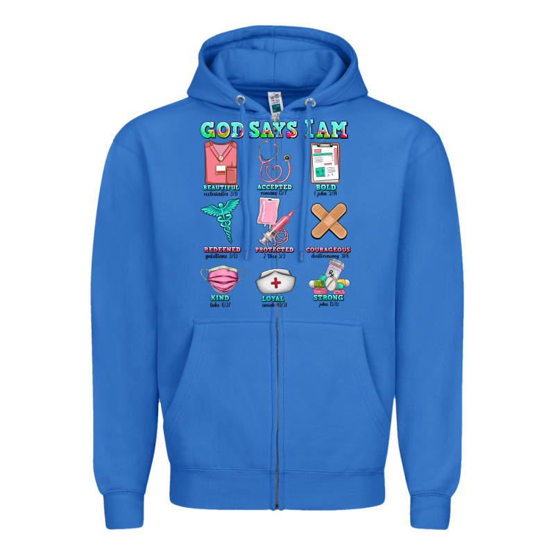 Nurse God Says I Am  Nurse Elements Zipper Hoodie by AdoDesignShop | Teevron