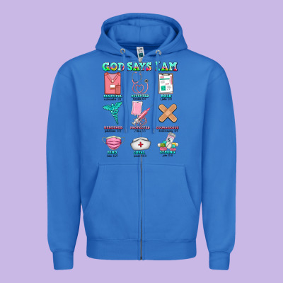 Nurse God Says I Am  Nurse Elements Zipper Hoodie Designed By Adodesignshop