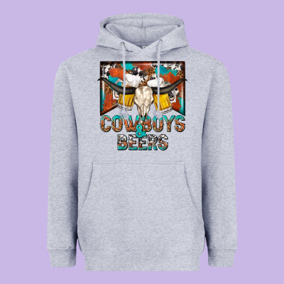 Cowboys And Beers Heavyweight Hoodie Designed By Nancycooperartshop