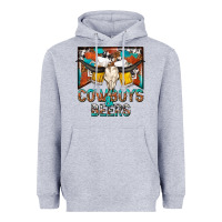 Heather Grey cowboys and beers Heavyweight Hoodie - NancyCooperArtShop