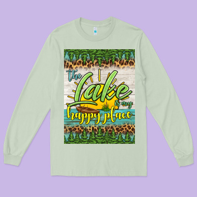 The Lake Is My Happy Place Air Freshener Long Sleeve Tee Designed By Hra Design Shop
